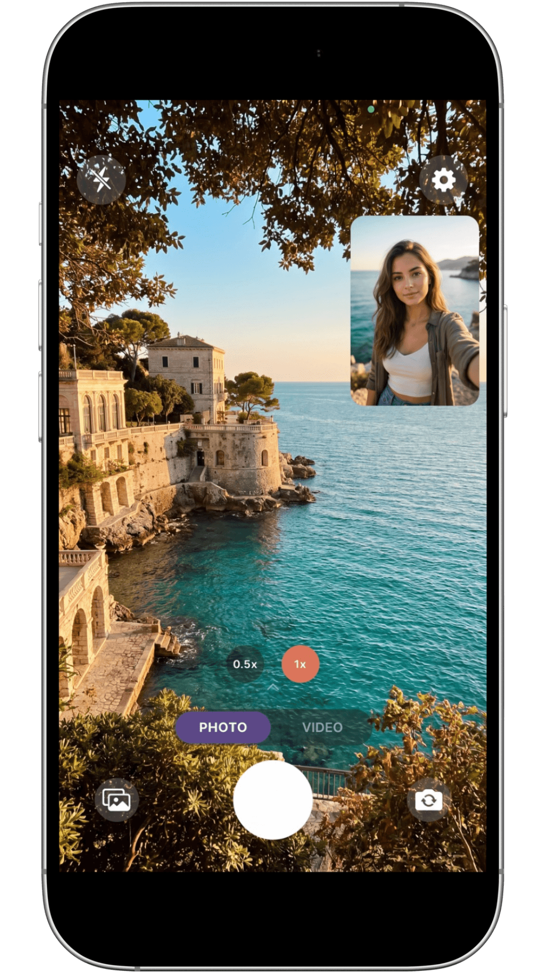 2Shot app showing picture-in-picture dual camera capture