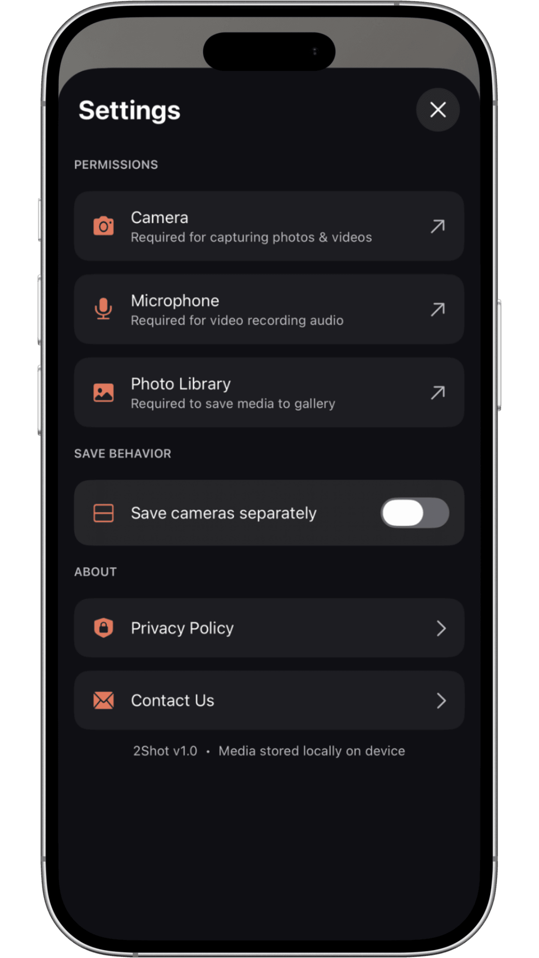 Privacy First in the 2Shot app